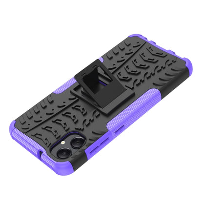 For Samsung Galaxy A05 4G Tire Texture TPU + PC Phone Case with Holder(Purple) - Galaxy Phone Cases by buy2fix | Online Shopping UK | buy2fix