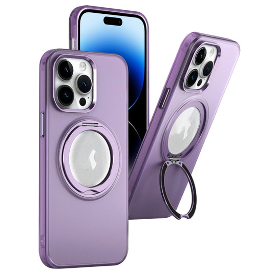 For iPhone 14 Pro Max MagSafe 360 Rotate Ring Holder PC Phone Case(Purple) - iPhone 14 Pro Max Cases by buy2fix | Online Shopping UK | buy2fix