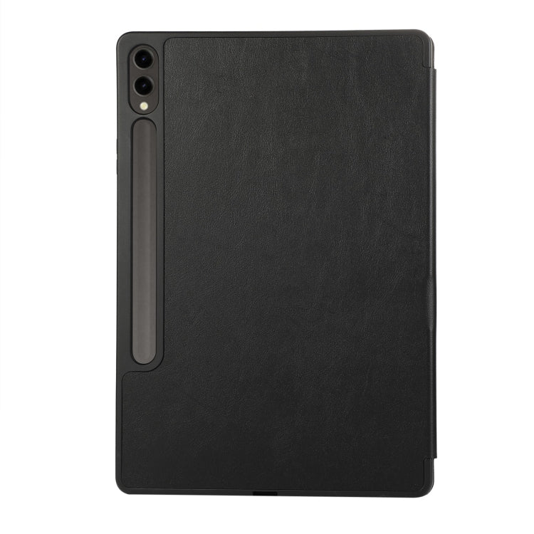 For Samsung Galaxy Tab S9 FE+ 3-Fold Pure Color TPU Leather Tablet Case with Pen Slot(Black) - Galaxy Tab S9 FE+ by buy2fix | Online Shopping UK | buy2fix