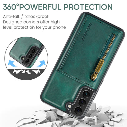 For Samsung Galaxy S22+ DG.MING M5 Series Zip RFID Multi Card Detachable Leather Phone Case(Green) - Galaxy S22+ 5G Cases by DG.MING | Online Shopping UK | buy2fix