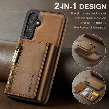 For Samsung Galaxy S24+ 5G DG.MING M5 Series Zip RFID Multi Card Detachable Leather Phone Case(Brown) - Galaxy S24+ 5G Cases by DG.MING | Online Shopping UK | buy2fix