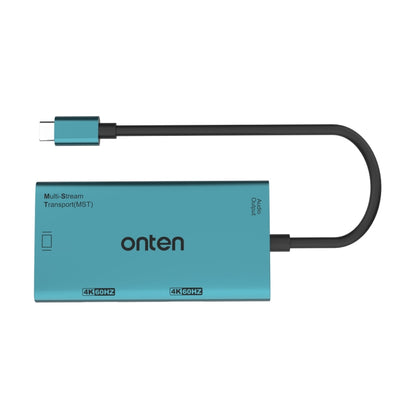 Onten M206 4K 60Hz 4 in 1 Type-C to Dual HDMI + VGA + 3.5mm Video Converter Adapter - USB HUB by Onten | Online Shopping UK | buy2fix