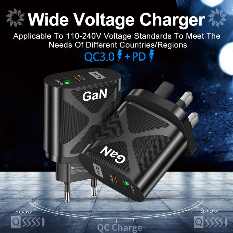 65W Gallium Nitride GaN389 USB + Type-C Fast Charging Charger, Plug Type:EU Plug(Black) - USB Charger by buy2fix | Online Shopping UK | buy2fix