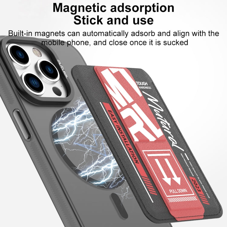 For iPhone 15 Pro Max mutural Chuncai Series Magnetic Holder Card Slot(Blue Red) - iPhone 15 Pro Max Cases by Mutural | Online Shopping UK | buy2fix