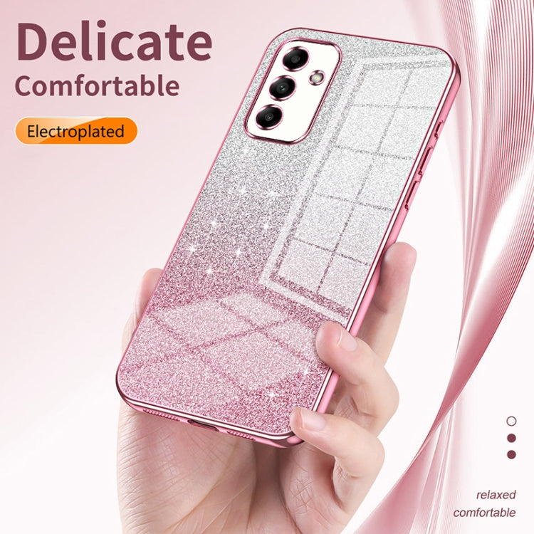 For Samsung Galaxy S21 FE 5G Gradient Glitter Powder Electroplated Phone Case(Transparent) - Galaxy Phone Cases by buy2fix | Online Shopping UK | buy2fix