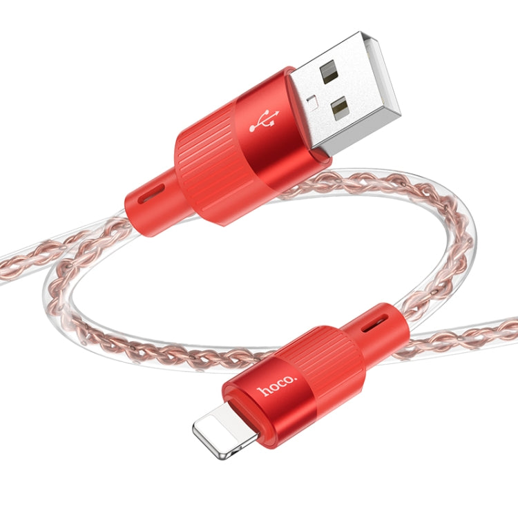 hoco X99 Crystal Junction 2.4A USB to 8 Pin Silicone Charging Data Cable, Length:1m(Red) - Normal Style Cable by hoco | Online Shopping UK | buy2fix