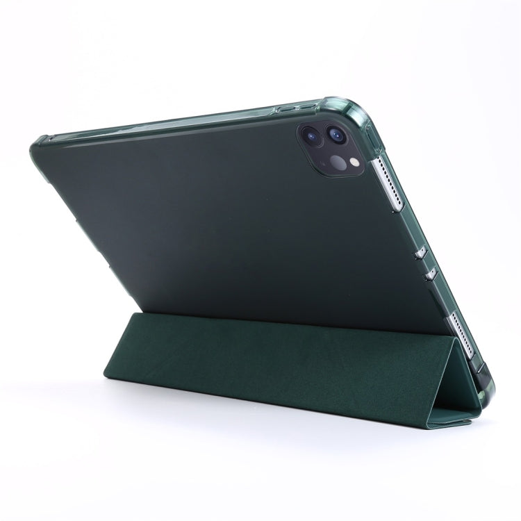 For iPad Air 13 2024 / Pro 12.9 2022 / 2021 Multi-folding TPU Leather Tablet Case with Holder & Pen Slot(Deep Green) - iPad Pro 12.9 (2018) Cases by buy2fix | Online Shopping UK | buy2fix