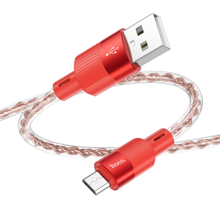 hoco X99 Crystal Junction 2.4A USB to Micro USB Silicone Charging Data Cable, Length:1m(Red) - Micro USB Cable by hoco | Online Shopping UK | buy2fix