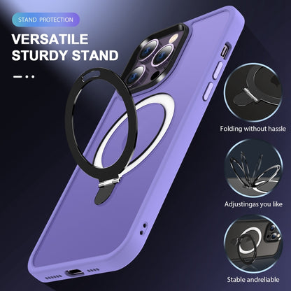 For iPhone 15 Pro MagSafe Holder Skin-feel PC Hybrid TPU Phone Case(Purple) - iPhone 15 Pro Cases by buy2fix | Online Shopping UK | buy2fix