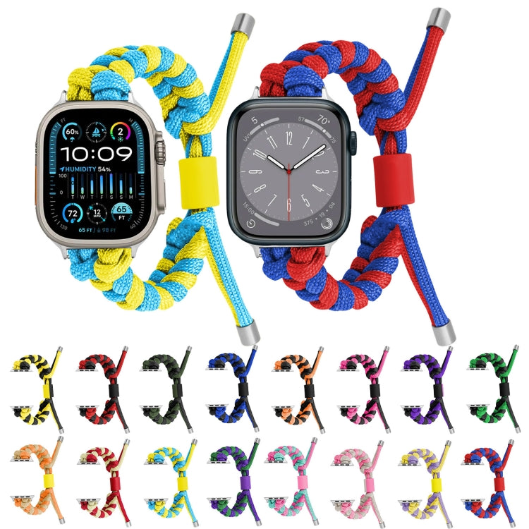 For Apple Watch Ultra 49mm Paracord Fishtail Braided Silicone Bead Watch Band(Red Light Yellow) - Watch Bands by buy2fix | Online Shopping UK | buy2fix