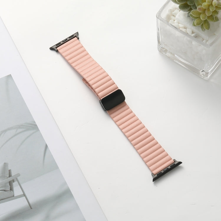 For Apple Watch Series 8 41mm Water Ripple Magnetic Folding Buckle Watch Band, Style: Bold Version(Pink) - Watch Bands by buy2fix | Online Shopping UK | buy2fix