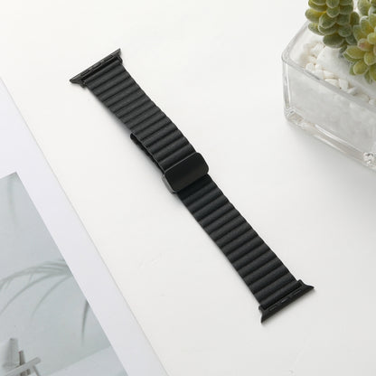 For Apple Watch Series 5 44mm Water Ripple Magnetic Folding Buckle Watch Band, Style: Bold Version(Black) - Watch Bands by buy2fix | Online Shopping UK | buy2fix