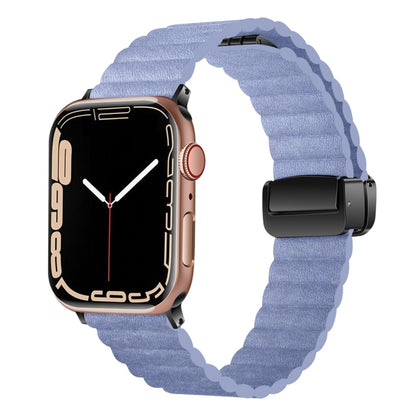 For Apple Watch 42mm Water Ripple Magnetic Folding Buckle Watch Band, Style: Bold Version(Light Blue) - Watch Bands by buy2fix | Online Shopping UK | buy2fix