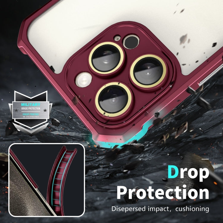 For iPhone 16 Shockproof Acrylic Phone Case with Lens Glass Film(Wine Red) - iPhone 16 Cases by buy2fix | Online Shopping UK | buy2fix