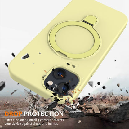 For iPhone 13 MagSafe Magnetic Liquid Silicone Phone Case with Ring Holder(Yellow) - iPhone 13 Cases by buy2fix | Online Shopping UK | buy2fix