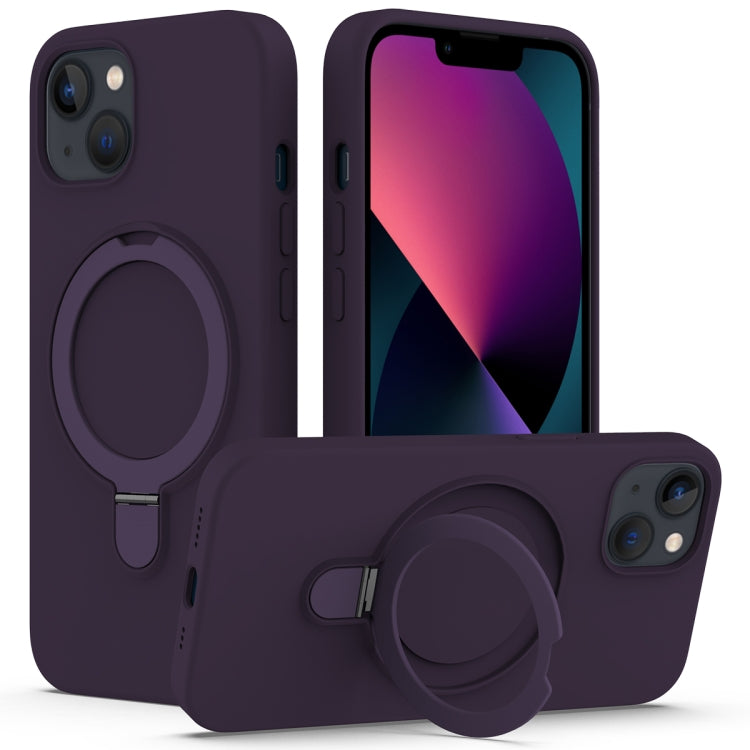 For iPhone 15 Plus MagSafe Magnetic Liquid Silicone Phone Case with Ring Holder(Purple) - iPhone 15 Plus Cases by buy2fix | Online Shopping UK | buy2fix