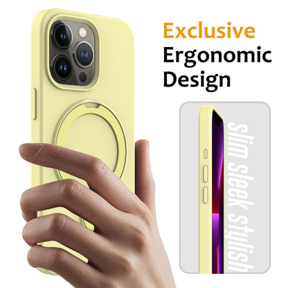 For iPhone 16 Pro Liquid Silicone MagSafe Magnetic Phone Case with Ring Holder(Yellow) - iPhone 16 Pro Cases by buy2fix | Online Shopping UK | buy2fix