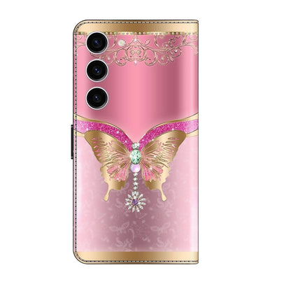 For Samsung Galaxy S24 5G Crystal 3D Shockproof Protective Leather Phone Case(Pink Bottom Butterfly) - Galaxy S24 5G Cases by buy2fix | Online Shopping UK | buy2fix