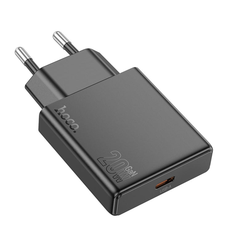 Hoco N37 Delgado PD20W USB-C / Type-C Single Port Charger, EU Plug(Black) - USB Charger by hoco | Online Shopping UK | buy2fix