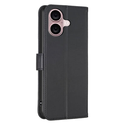 For iPhone 16 Four-leaf Embossed Leather Phone Case(Black) - iPhone 16 Cases by buy2fix | Online Shopping UK | buy2fix