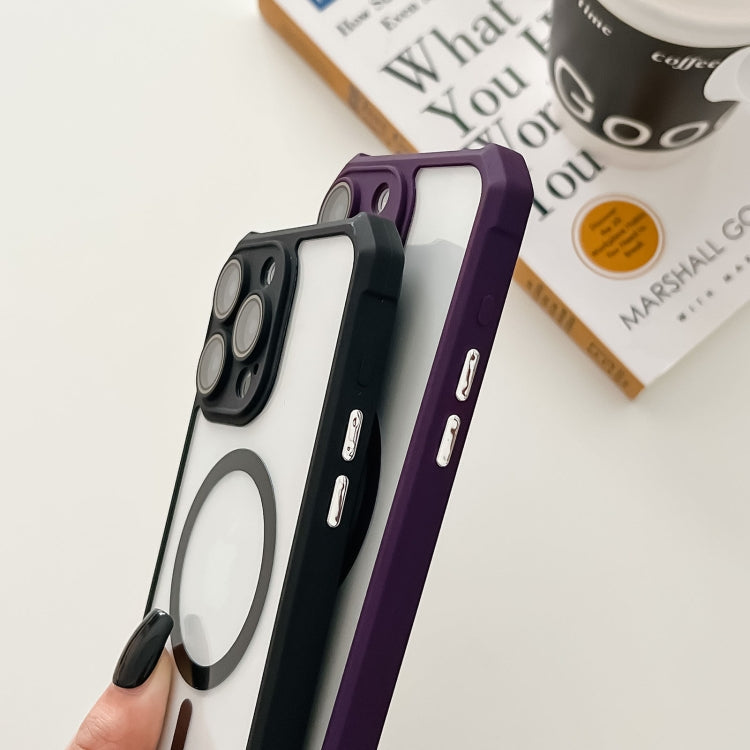 For iPhone 12 Pro Colorful Two-Color Lens Film MagSafe Magnetic Horn Acrylic+TPU Case(Purple) - iPhone 12 / 12 Pro Cases by buy2fix | Online Shopping UK | buy2fix