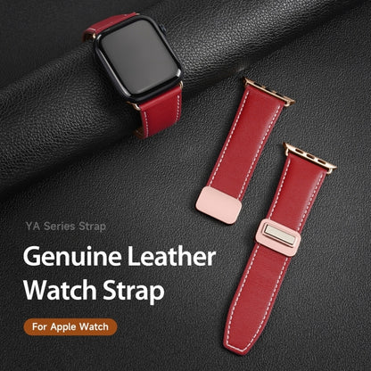 For Apple Watch SE 2023 40mm DUX DUCIS YA Series Magnetic Buckle Genuine Leather Watch Band(Red) - Watch Bands by DUX DUCIS | Online Shopping UK | buy2fix