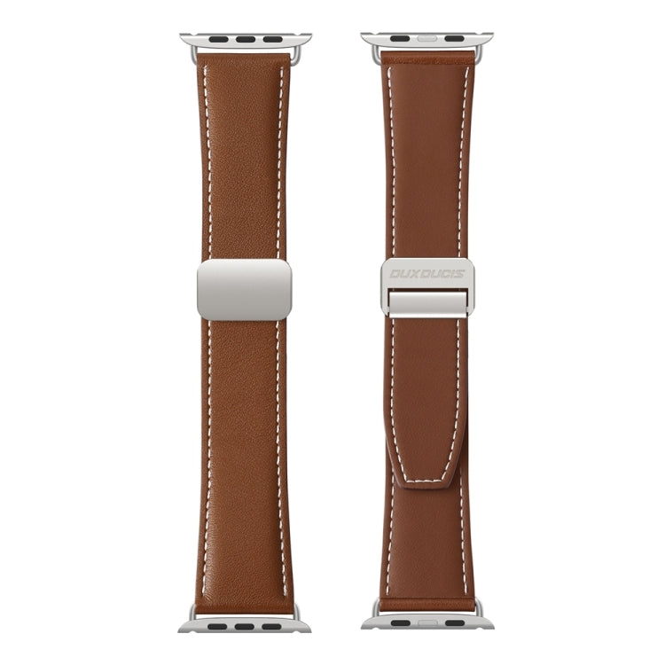 For Apple Watch Ultra 49mm DUX DUCIS YA Series Magnetic Buckle Genuine Leather Watch Band(Brown) - Watch Bands by DUX DUCIS | Online Shopping UK | buy2fix