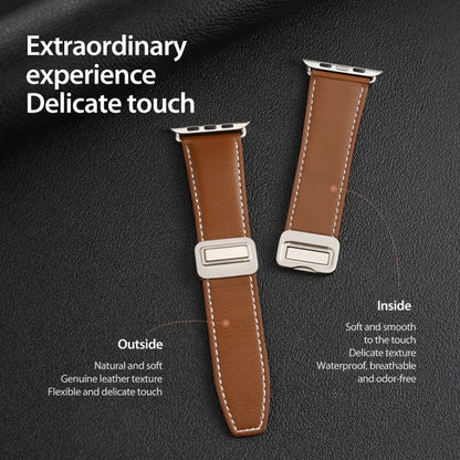 For Apple Watch Series 8 45mm DUX DUCIS YA Series Magnetic Buckle Genuine Leather Watch Band(Brown) - Watch Bands by DUX DUCIS | Online Shopping UK | buy2fix