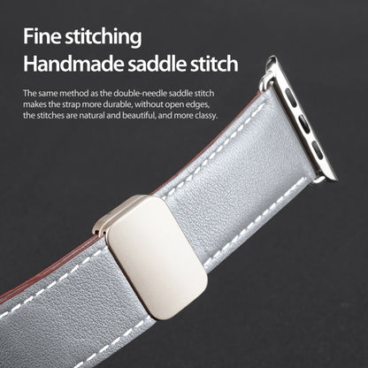 For Apple Watch SE 2022 40mm DUX DUCIS YA Series Magnetic Buckle Genuine Leather Watch Band(Grey) - Watch Bands by DUX DUCIS | Online Shopping UK | buy2fix