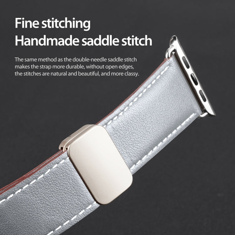 For Apple Watch Series 5 40mm DUX DUCIS YA Series Magnetic Buckle Genuine Leather Watch Band(Grey) - Watch Bands by DUX DUCIS | Online Shopping UK | buy2fix