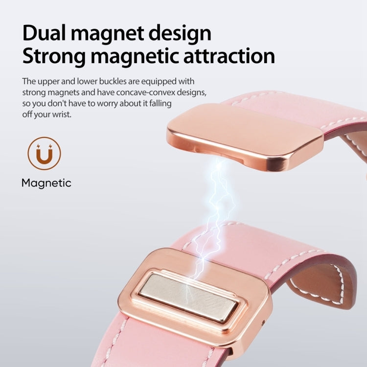 For Apple Watch Series 4 40mm DUX DUCIS YA Series Magnetic Buckle Genuine Leather Watch Band(Pink) - Watch Bands by DUX DUCIS | Online Shopping UK | buy2fix