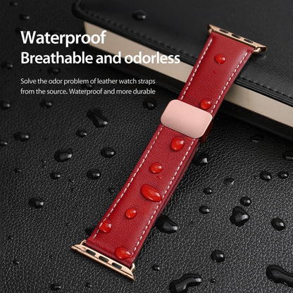 For Apple Watch Series 3 42mm DUX DUCIS YA Series Magnetic Buckle Genuine Leather Watch Band(Red) - Watch Bands by DUX DUCIS | Online Shopping UK | buy2fix