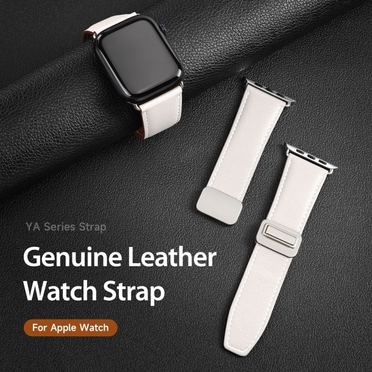 For Apple Watch 38mm DUX DUCIS YA Series Magnetic Buckle Genuine Leather Watch Band(White) - Watch Bands by DUX DUCIS | Online Shopping UK | buy2fix