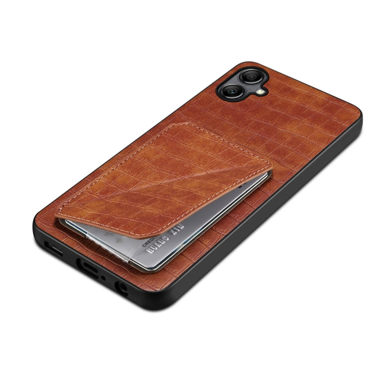 For Samsung Galaxy A13 5G Denior Imitation Crocodile Leather Back Phone Case with Holder(Brown) - Galaxy Phone Cases by Denior | Online Shopping UK | buy2fix