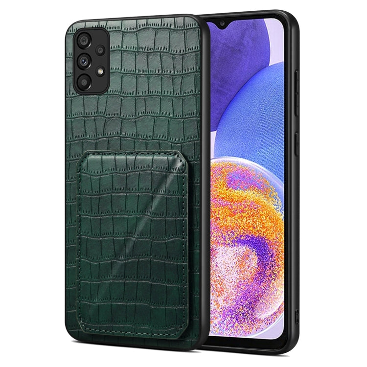 For Samsung Galaxy A23 4G /5G Denior Imitation Crocodile Leather Back Phone Case with Holder(Green) - Galaxy Phone Cases by Denior | Online Shopping UK | buy2fix