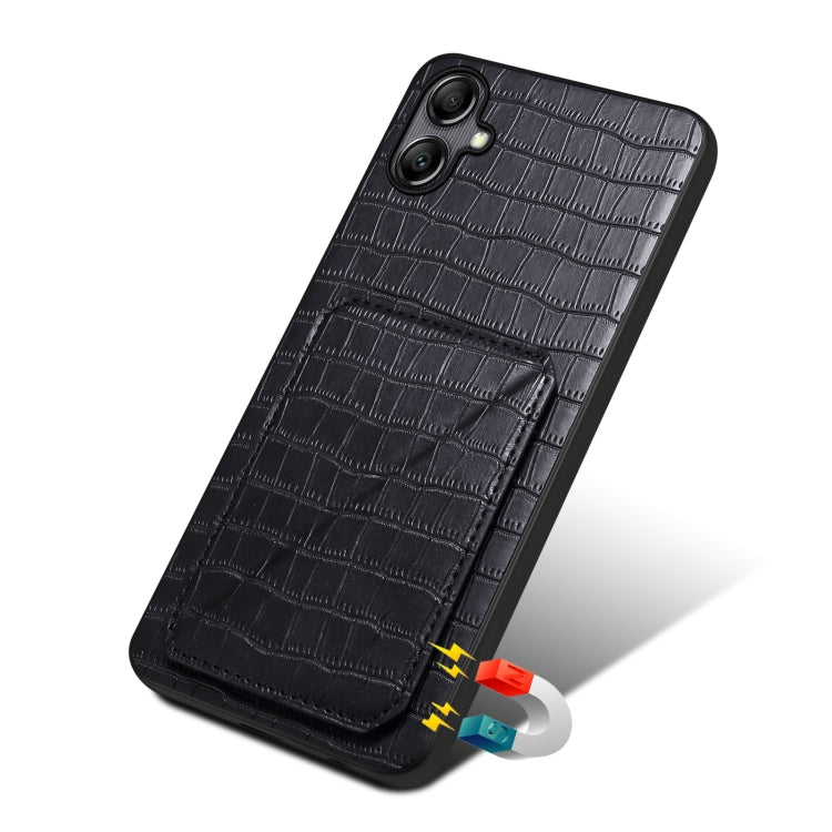 For Samsung Galaxy A52 4G / 5G Denior Imitation Crocodile Leather Back Phone Case with Holder(Black) - Galaxy Phone Cases by Denior | Online Shopping UK | buy2fix