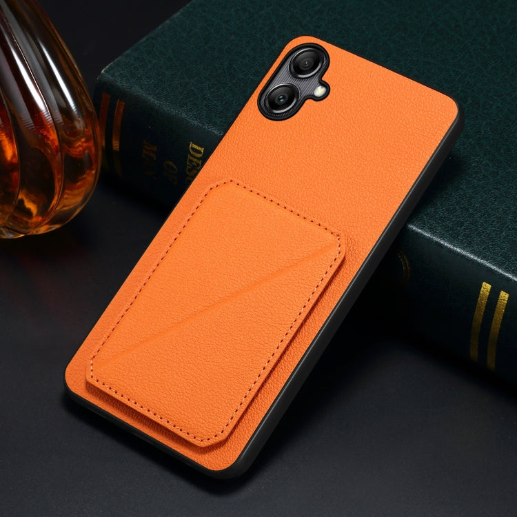 For Samsung Galaxy A05Gs Denior Imitation Calf Leather Back Phone Case with Holder(Orange) - Galaxy Phone Cases by Denior | Online Shopping UK | buy2fix