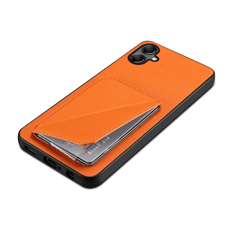 For Samsung Galaxy A24 Denior Imitation Calf Leather Back Phone Case with Holder(Orange) - Galaxy Phone Cases by Denior | Online Shopping UK | buy2fix