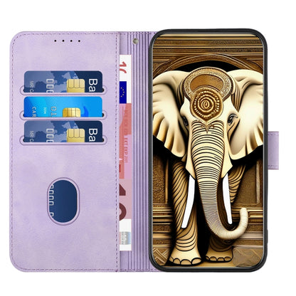 For Xiaomi Redmi K70 YX0060 Elephant Head Embossed Phone Leather Case with Lanyard(Light Purple) - K70 Cases by buy2fix | Online Shopping UK | buy2fix