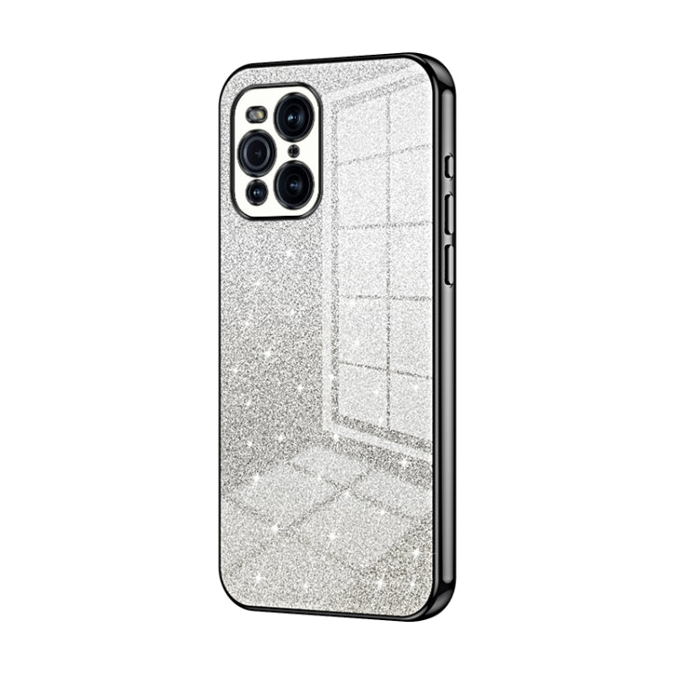 For OPPO Find X3 / Find X3 Pro Gradient Glitter Powder Electroplated Phone Case(Black) - OPPO Cases by buy2fix | Online Shopping UK | buy2fix