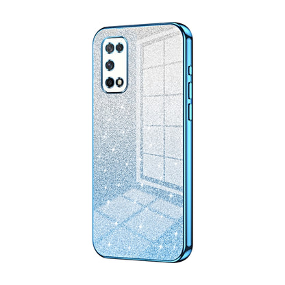 For OPPO K7x / Realme V5 5G Gradient Glitter Powder Electroplated Phone Case(Blue) - OPPO Cases by buy2fix | Online Shopping UK | buy2fix