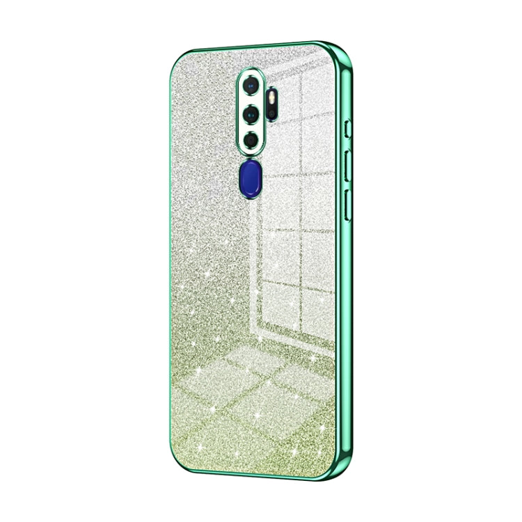 For OPPO A11x / A9 2020 Gradient Glitter Powder Electroplated Phone Case(Green) - OPPO Cases by buy2fix | Online Shopping UK | buy2fix