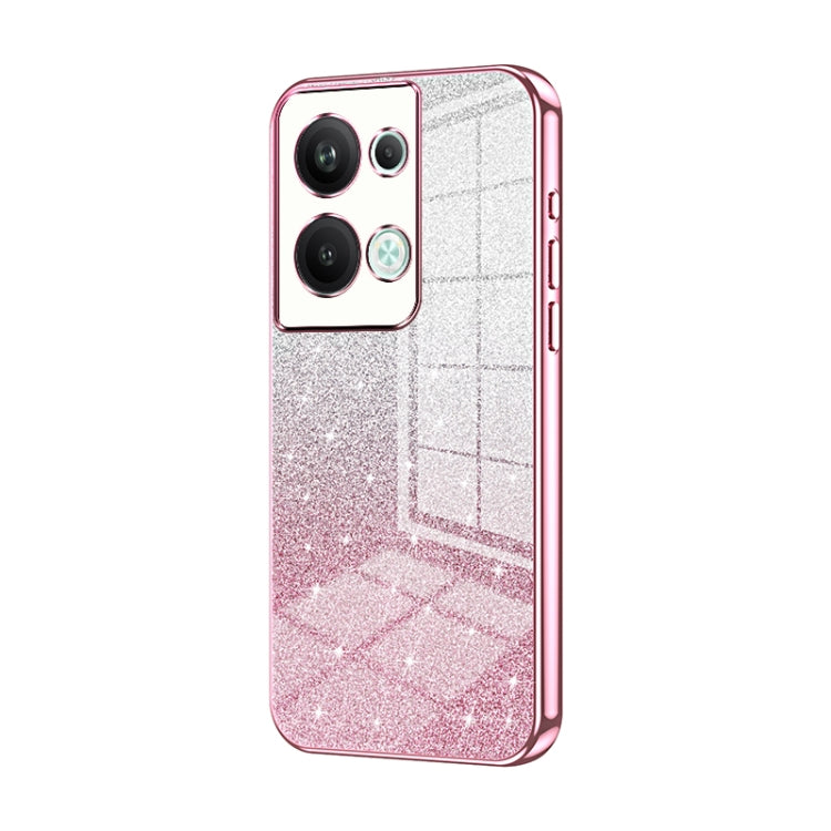 For OPPO Reno9 Pro+ Gradient Glitter Powder Electroplated Phone Case(Pink) - OPPO Cases by buy2fix | Online Shopping UK | buy2fix