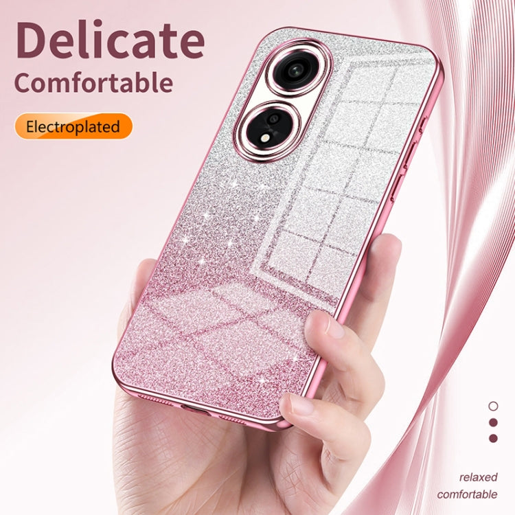 For OPPO Reno6 Pro Indian  Gradient Glitter Powder Electroplated Phone Case(Transparent) - OPPO Cases by buy2fix | Online Shopping UK | buy2fix