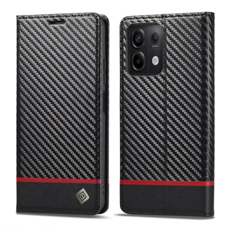 For Xiaomi Redmi Note 13 4G LC.IMEEKE Carbon Fiber Texture Flip Leather Phone Case(Horizontal Black) - Xiaomi Cases by LC.IMEEKE | Online Shopping UK | buy2fix