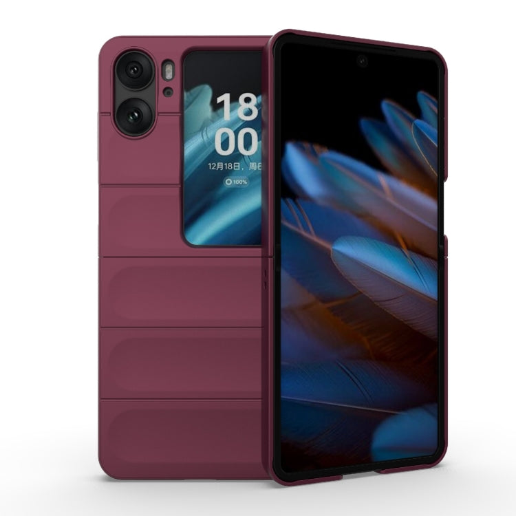 For OPPO Find N2 Flip Magic Shield Fold PC Shockproof Phone Case(Wine Red) - Find N2 Flip Cases by buy2fix | Online Shopping UK | buy2fix