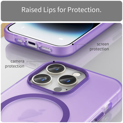 For iPhone 14 Pro MagSafe Frosted Translucent TPU + PC Full Coverage Phone Case(Dark Purple) - iPhone 14 Pro Cases by buy2fix | Online Shopping UK | buy2fix