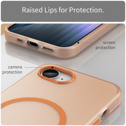 For iPhone 16e MagSafe Frosted Translucent TPU + PC Full Coverage Phone Case(Orange) - iPhone 16e Cases by buy2fix | Online Shopping UK | buy2fix