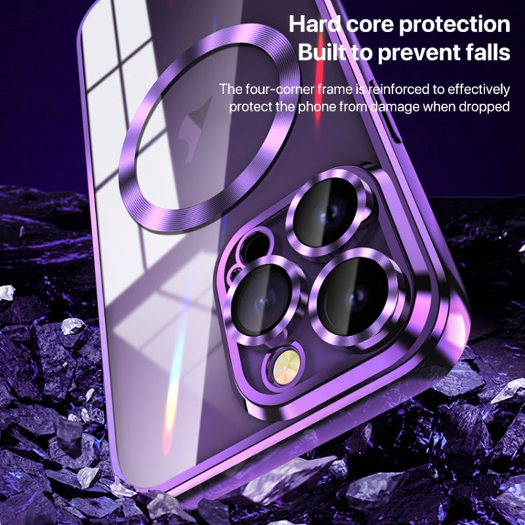 For iPhone 11 MagSafe CD Texture Metal Lens Frame Full Coverage Phone Case(Purple) - iPhone 11 Cases by buy2fix | Online Shopping UK | buy2fix