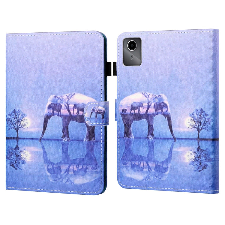 For Lenovo Tab M11/ Xiaoxin Pad 11 2024 Coloured Drawing Stitching Smart Leather Tablet Case(Tree and Elephant) - Lenovo by buy2fix | Online Shopping UK | buy2fix